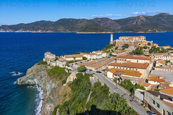 View from Forte Falcone to Portoferraio with the Fortezze Medici and Forte Stella