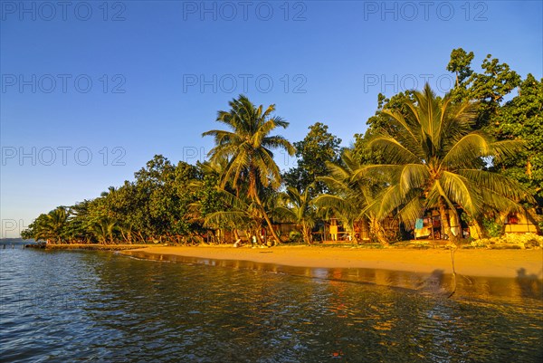Bungalows at sunset at