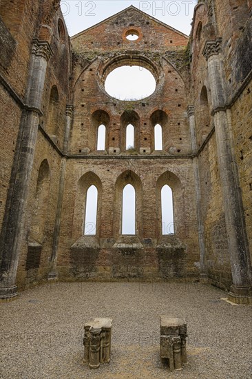 The church ruins of the Abbey of San Galgano