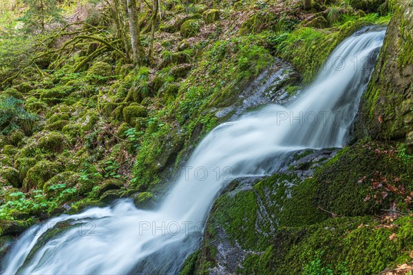 Fresh and beautiful waterfalls in a mountain stream in spring. La Serva