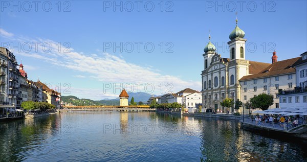 Chapel Bridge and Jesuit Church on the Reuss