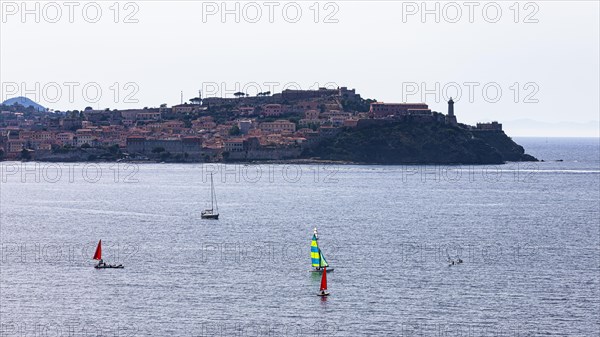 Sailboats in the bay of Portoferraio