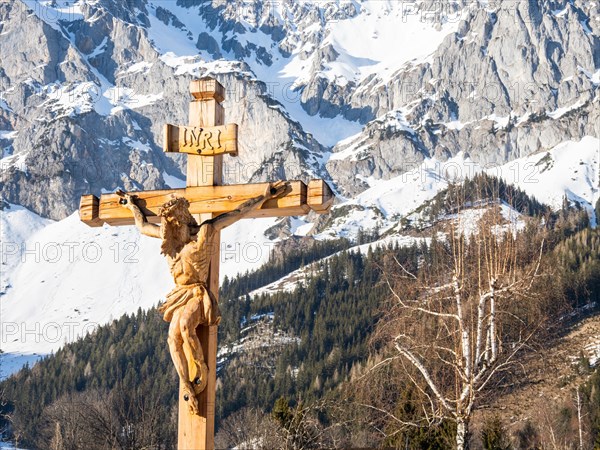 Wooden cross at the cemetery of the Protestant Church