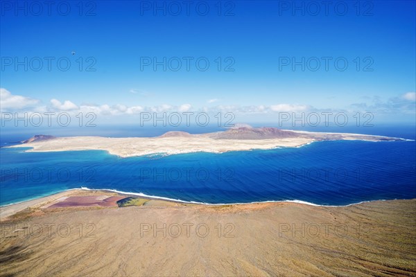 Graciosa island seen from Miraror del Rio viewpoint on Lanzarote Island