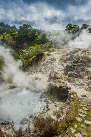 Fumaroles in the town of Furnas