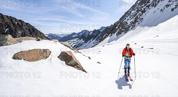 Ski tourers ascending the Berglasferner