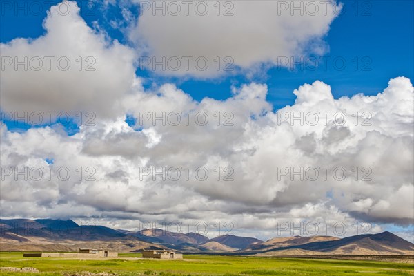 Overflooded open wide scenery in Tibet along the southern route into Western Tibet