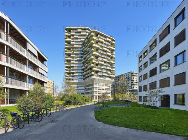 Vertical facade planting on the Aglaya residential tower