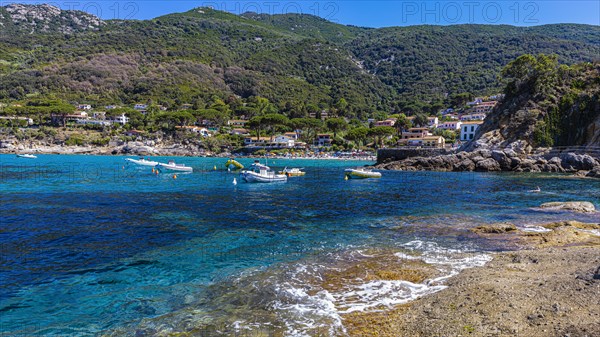 Boats anchored in the bay of Sant Andrea