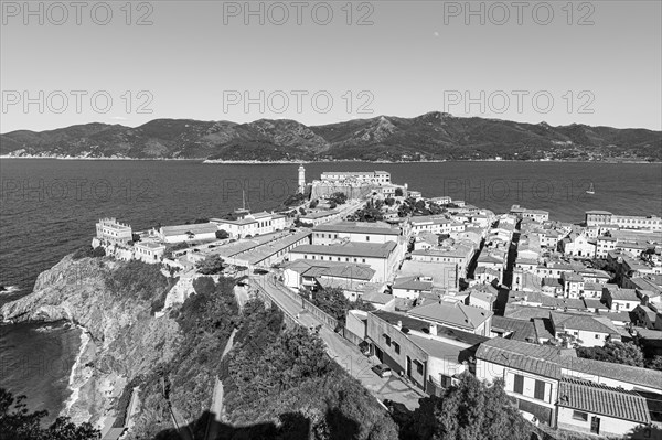 View from Forte Falcone to Portoferraio with the Fortezze Medici and Forte Stella