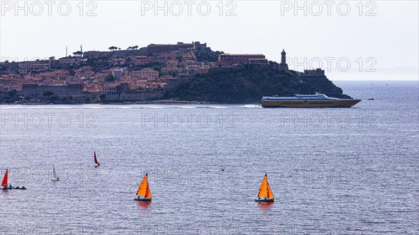 Sailboats in the bay of Portoferraio