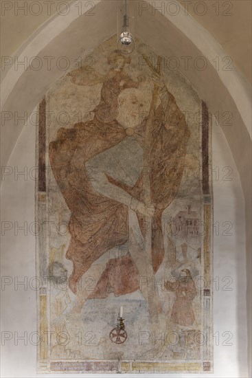 Fresco of St. Christopher in the vestibule of the village church of St. Aegidius
