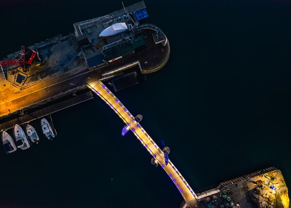 Nihgt Top Down over Brigde in Torquay Marina