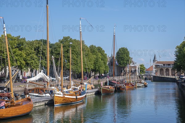 Historic ships in the museum harbour at the Old Harbour