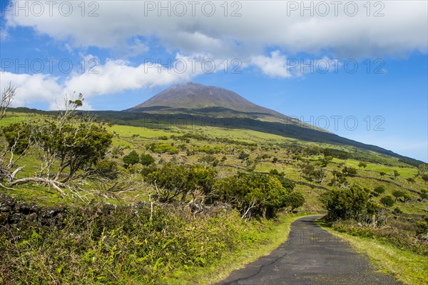 Road below Ponta do Pico highest mountain of Portugal