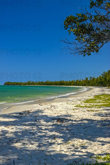 Long white sand beach in the east of the island Ile Sainte-Marie although Nosy Boraha