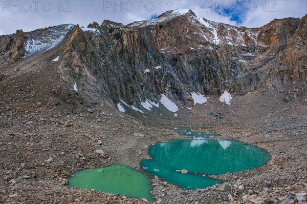 Turquoise mountain lake on the Kailash Kora