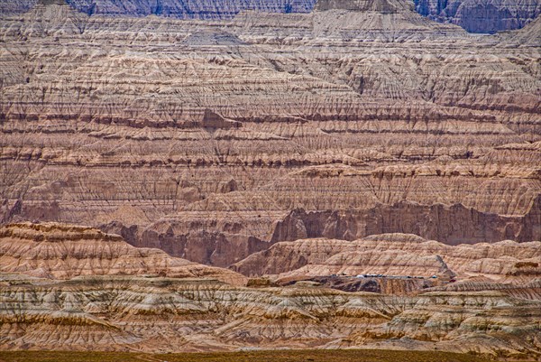 Eroded landscape along the road from Lake Manasarovar to the kingdom of Guge