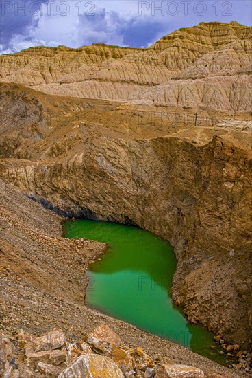 Eroded landscape along the road from Lake Manasarovar to the kingdom of Guge