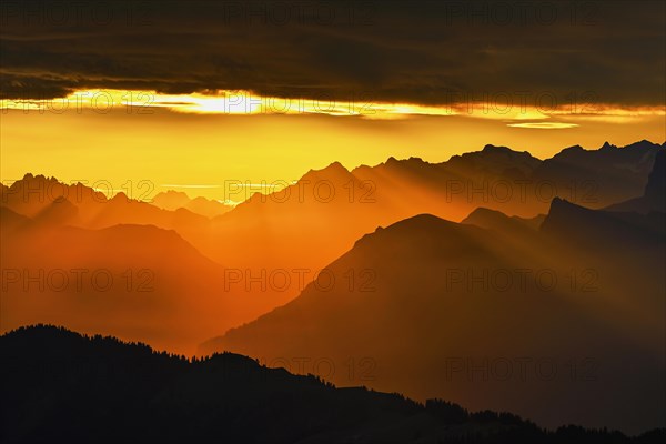 Mountain ranges in the morning light