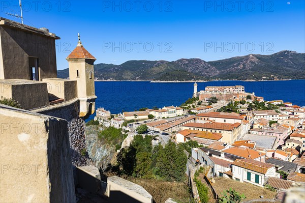 View from Forte Falcone to Portoferraio with the Fortezze Medici and Forte Stella