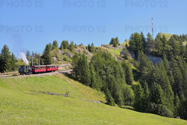 Steam train approaching Rigikulm