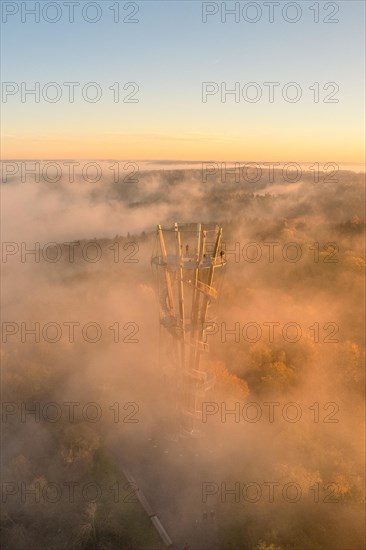 Schoenbuchturm in the fog at sunrise