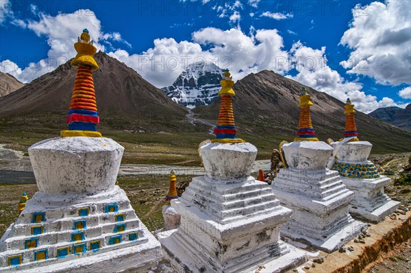 Stupas on the Kailash Kora before Mount Kailash