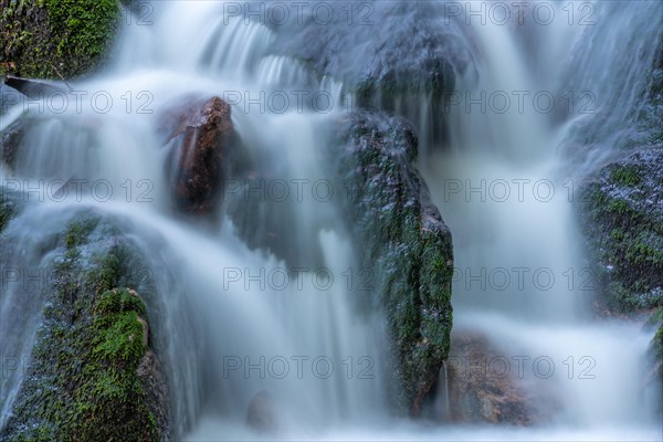 Fresh and beautiful waterfalls in a mountain stream in spring. La Serva