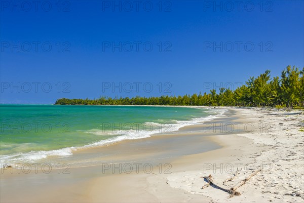 Long white sand beach in the east of the island Ile Sainte-Marie although Nosy Boraha