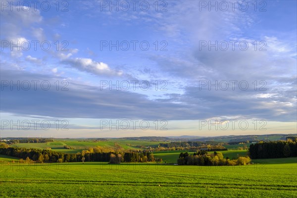 Landscape in the Thuringian Slate Mountains Upper Saale nature park Park near Bad Lobenstein