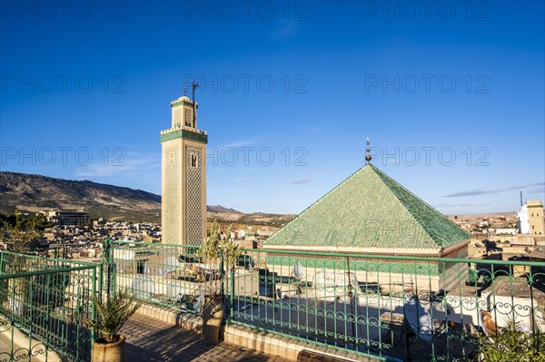 Famous al-Qarawiyyin mosque and University in heart of historic downtown of Fez