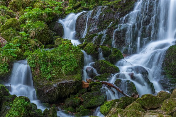 Fresh and beautiful waterfalls in a mountain stream in spring. La Serva