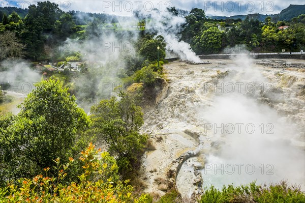 Fumaroles in the town of Furnas