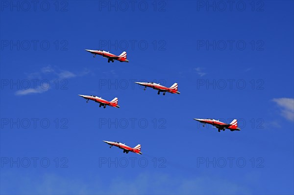 Formation flight of the Patrouille Suisse with the Northrop F-5E Tiger II