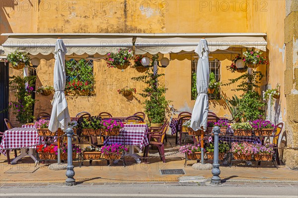 Street cafe at the harbour of Portoferriao