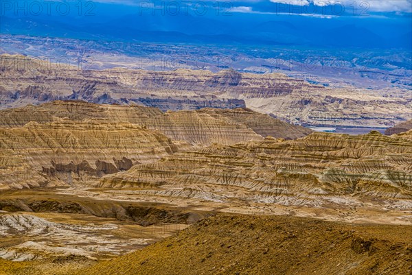 Eroded landscape along the road from Lake Manasarovar to the kingdom of Guge