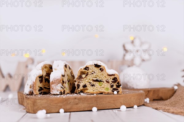 Slices of German Stollen cake