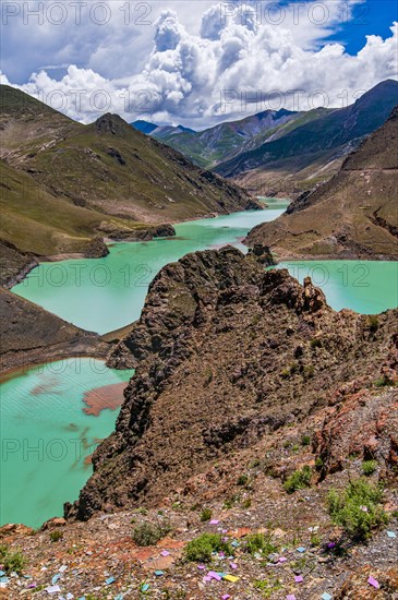 Turquoise lake on the Karo-La Pass along the Friendship Highway