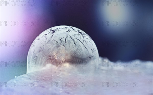 Frozen soap bubble