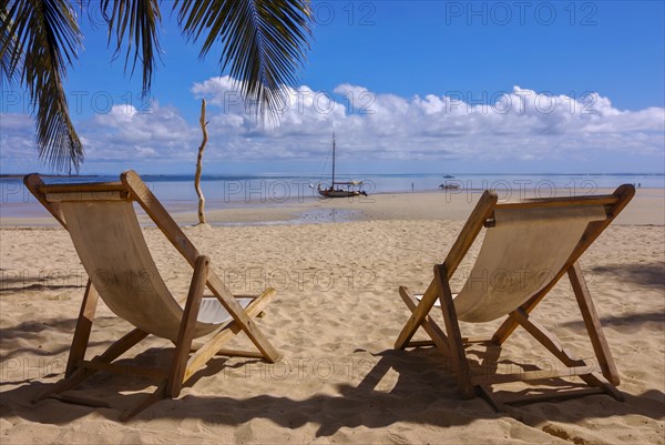 Sun loungers on the beach of Andilana