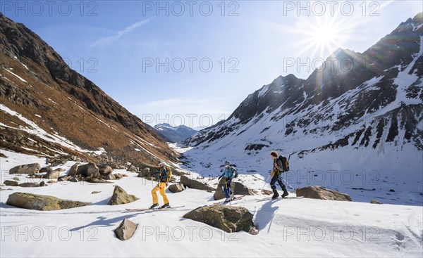 Ski tourers ascending in the Berglastal