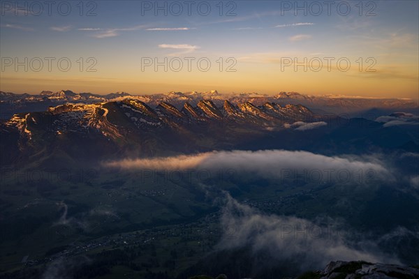 Summit of the Churfirsten at sunrise