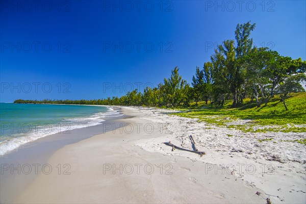 Long white sand beach in the east of the island Ile Sainte-Marie although Nosy Boraha