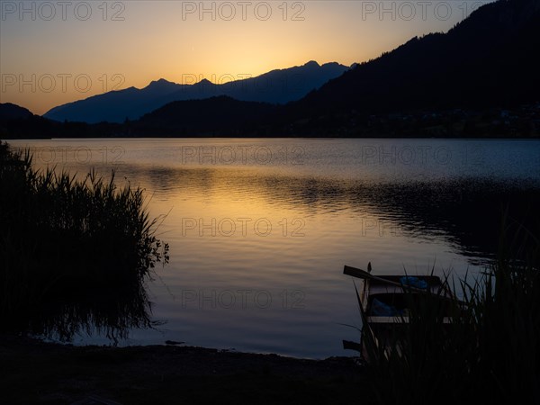 Evening atmosphere at sunset at Lake Weissensee