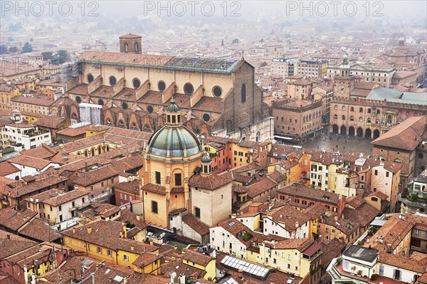 View from the Asinelli Tower on the churches of Santa Maria della Vita and the Basilica di San Petronio