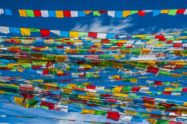 Praying flags on the Karo-La Pass along the Friendship Highway