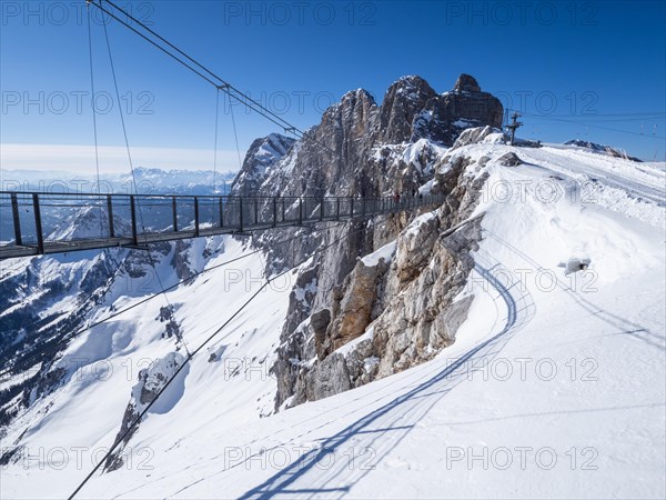 Blue sky over alpine winter landscape