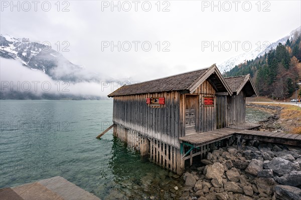 Boathouses on the water