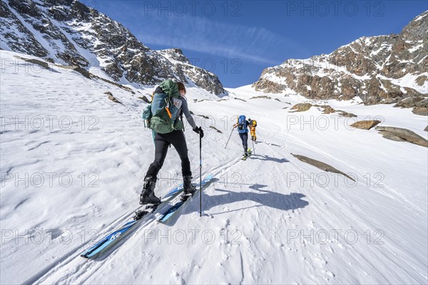 Ski tourers ascending the Berglasferner